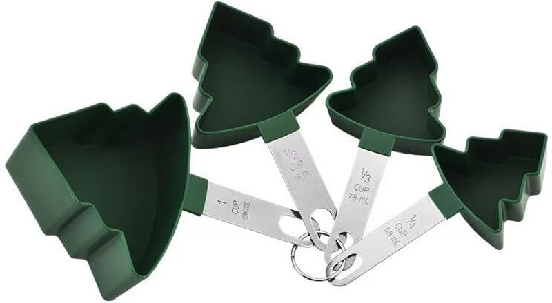 Shreedhar Impex Green Christmas Tree Measuring Cups & Spoons Set 8PCS Baking Tools Measuring Cup Set(5 ml)