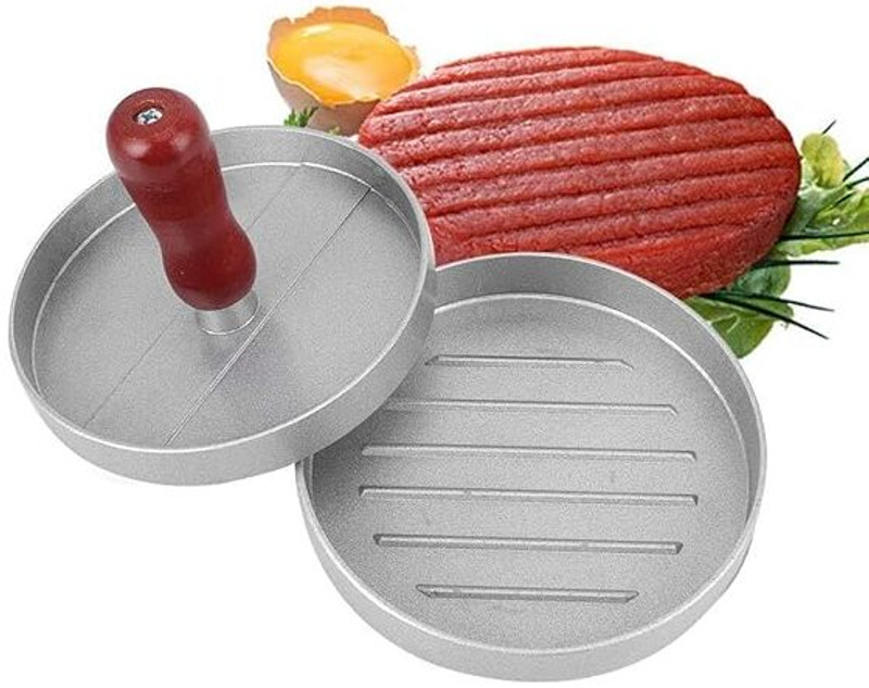 JIRNDAL STORE Cold Burger Press Patty Maker 4.7 inches Non-Stick Aluminum Burger Press Patty Manual Dough Press(Burger Press 143)