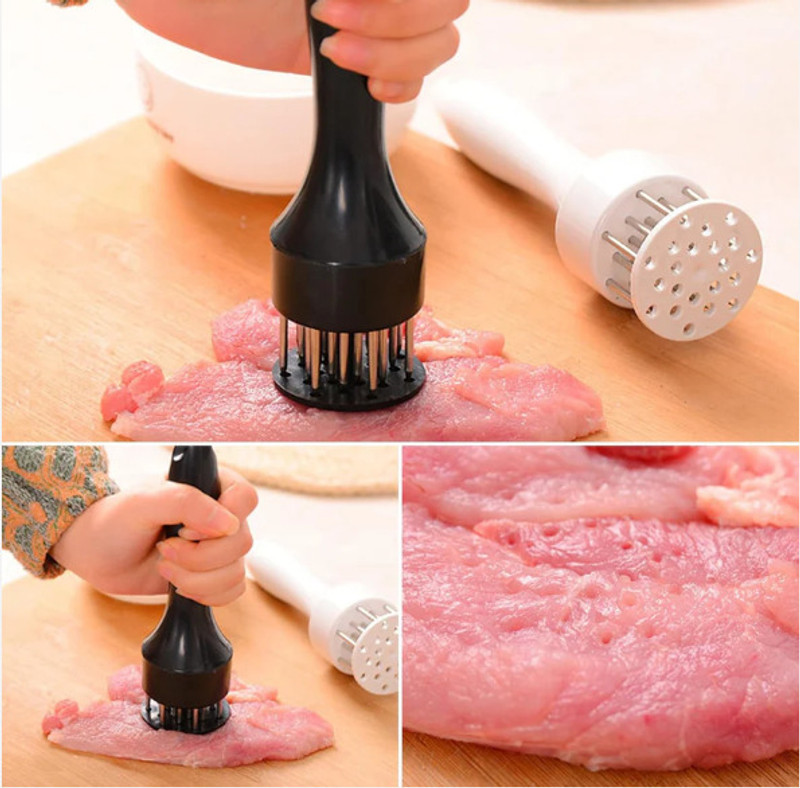 Brimora Premium Stainless Steel Needle Meat Tenderizer Tool Plastic Rolling Meat Tenderizer