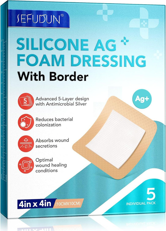 boxania Silicone Foam Dressing Ag Sterile Wound Bandage Foams Medical Dressing(Pack of 5)