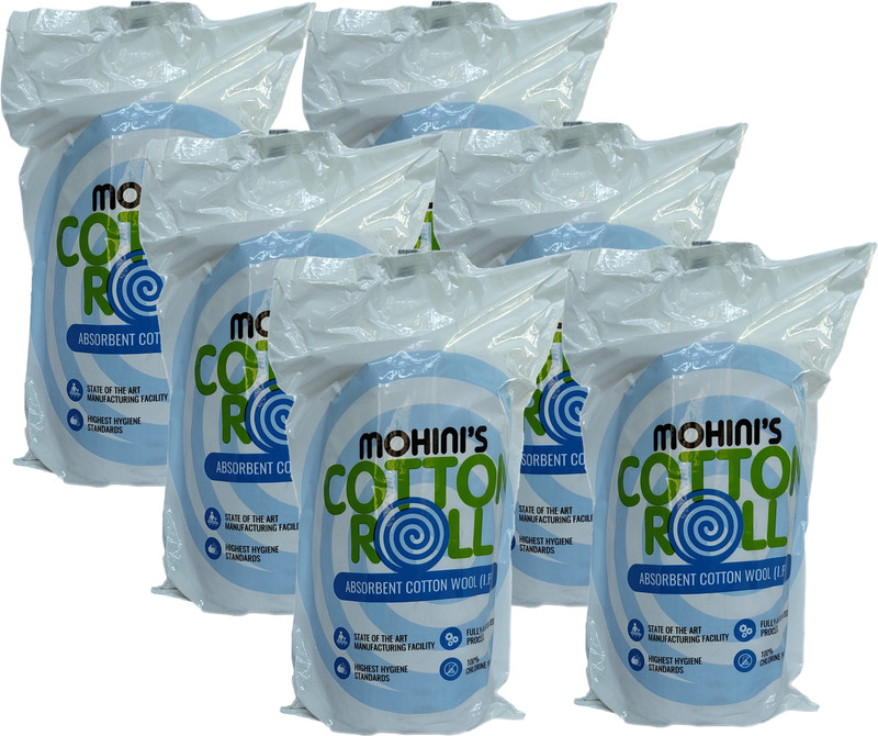 mohini Premium Surgical Cotton Roll Extra Soft & Highly Absorbent Ideal for Wound Care Foams Medical Dressing(Pack of 6)