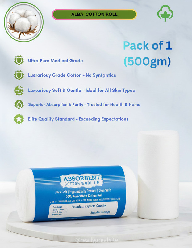 Moonlite Extra-Soft Cotton Roll 500g for Makeup, Clinic, Hygiene Interactive dressings Medical Dressing(Pack of 1)