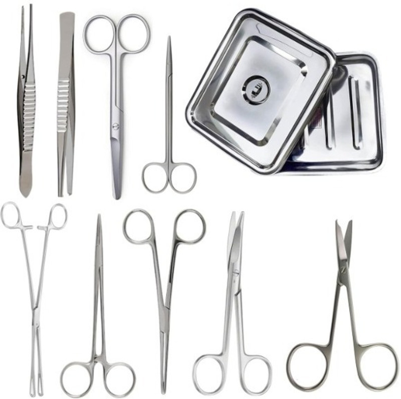ARINEO 13 Pcs Basic Minor Surgery Kit with instrument tray Reusable Medical Tray