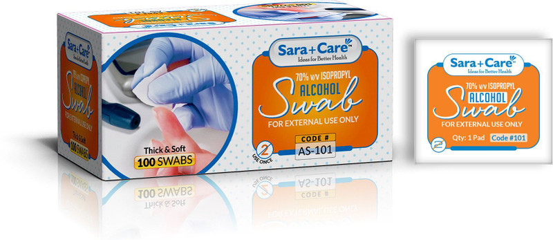 Sara+Care Antiseptic Cleaning Alcohol Swab Interactive dressings Medical Dressing(Pack of 100)