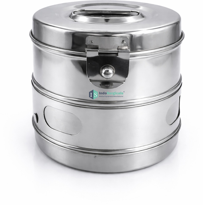 IS IndoSurgicals Stainless Steel Dressing Drums, 6" X 6" Gauze Medical Dressing(Pack of 1)