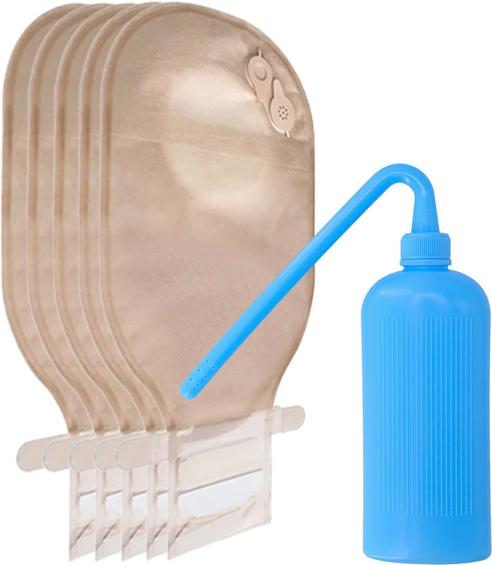 Med MED C-2601_BT-100 2-Piece Opaque Colostomy Bag (Pack of 5) + Wash Bottle Films Medical Dressing(Pack of 6)