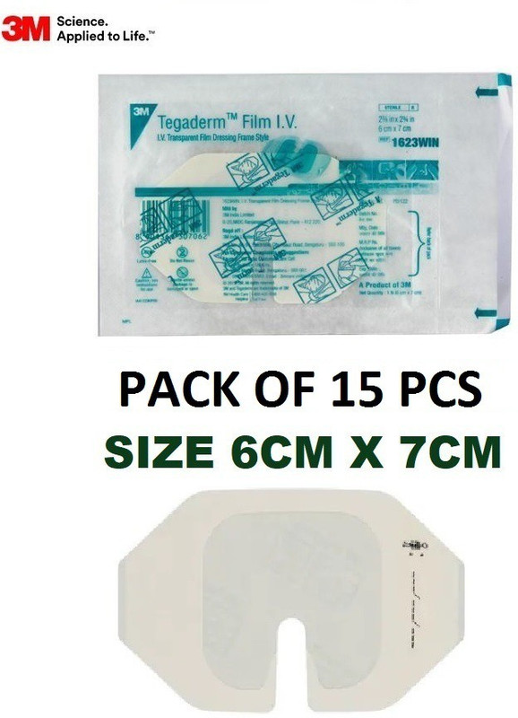 3M Tegaderm Transparent Film Dressing Frame Style 1623WIN, 6 cm x 7 cm (Pack of 15) Films Medical Dressing(Pack of 15)
