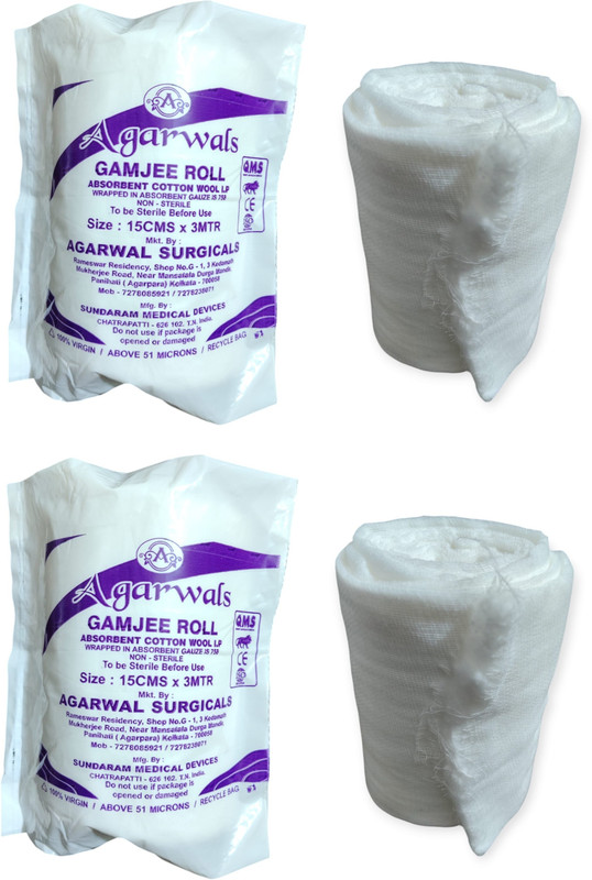 Agarwals Gamjee Roll Post Operation Absorbent Cotton Wool 15cm x 3mtr(Pack of 2) Interactive dressings Medical Dressing(Pack of 2)