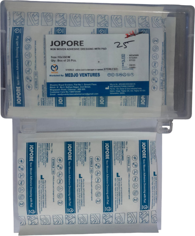 jomed JOPORE NON WOVEN ADHESIVE DRESSING WITH PAD SIZE : 10 X 15 CM BOX OF 25 PCS Interactive dressings Medical Dressing(Pack of 25)
