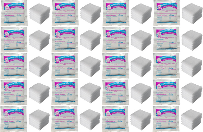 Agarwals Absorbent Gauze Swabs Sterile 7.5 cm X 7.5 cm X 12 ply (5Pcs/Pack) Sterile Gauge Roll(7.5 cm 7.5 cm 10 Rolls)