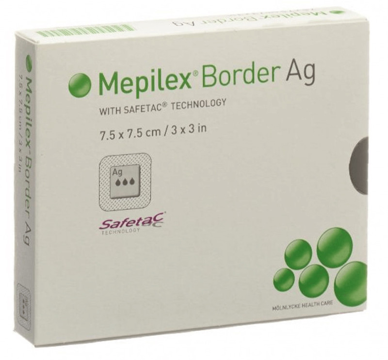 Mepilex Border HYDROPHILIC SILVER FOAM DRESSING 7.5X7.5CM BOX Foams Medical Dressing(Pack of 2)