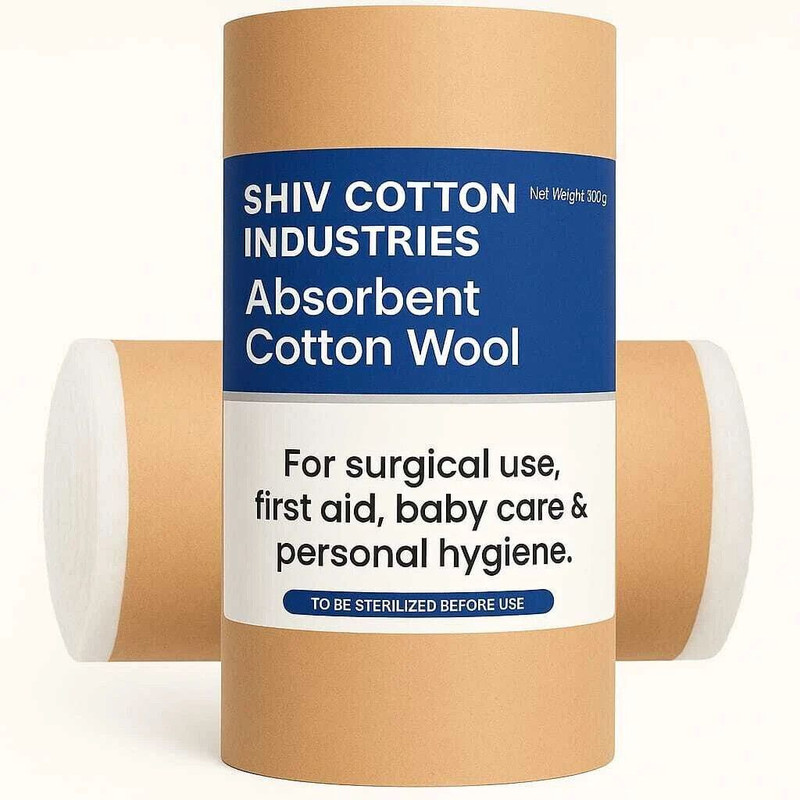 Shiv Cotton Industries 1 Kg Surgical Absorbent Cotton Roll – Premium Quality for Medical Use Interactive dressings Medical Dressing(Pack of 1)