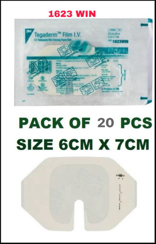 Ashni Tegaderm 3MTransparent Film Dressing Frame Style 1623WIN, 6cm x 7cm 10pcs Films Medical Dressing(Pack of 10)
