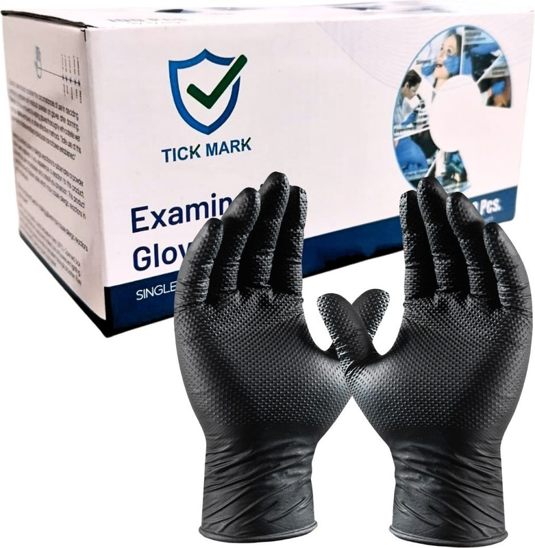 tick mark Surgical Gloves Disposable Powder Free 100 pcs Strong Grip Medical & Industrial Nitrile Surgical Gloves(Pack of 100)
