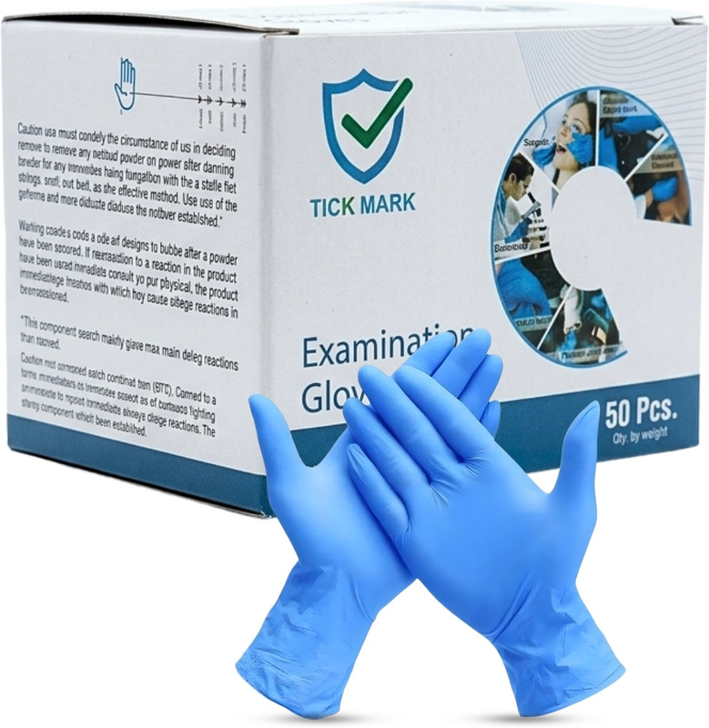 tick mark Nitrile Disposable Latex & Powder Free Gloves for Medical, Dental&Lab Use|50 Pcs Nitrile Examination Gloves(Pack of 50)