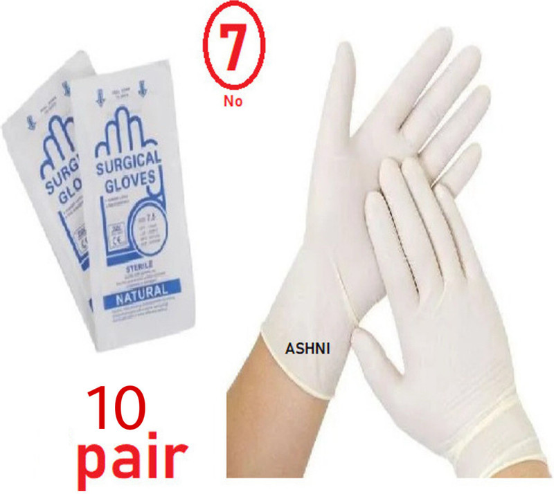 Ashni 7no Dressing Sarjun Gloves Surgical 10Pair Latex Surgical Gloves(Pack of 10)