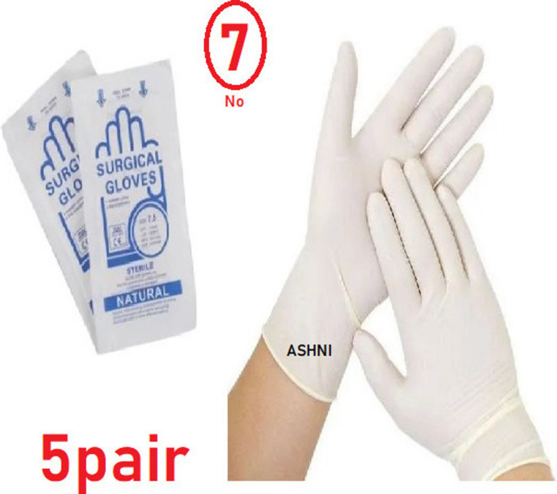 Ashni 7no Dressing Sarjun Gloves Surgical 10Pair Latex Surgical Gloves(Pack of 10)