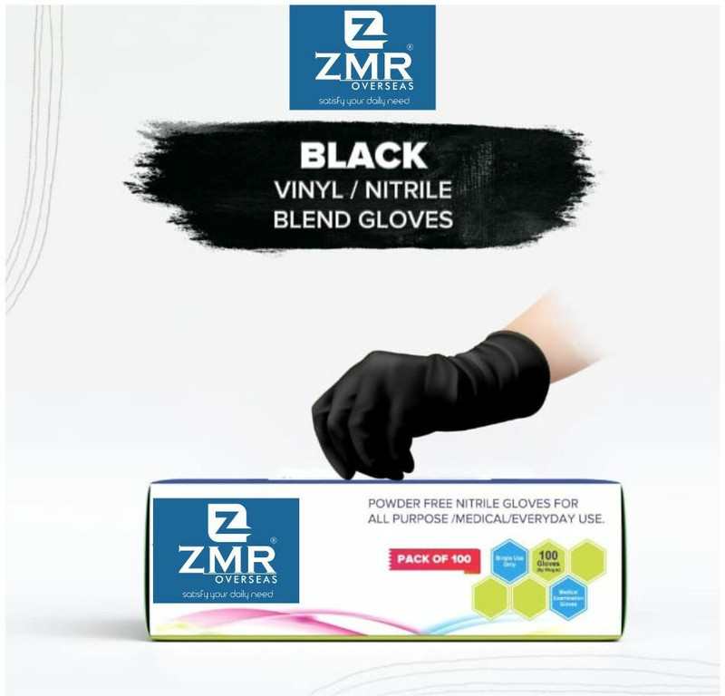 ZMR OVERSEAS POWDER FREE NITRILE GLOVES FOR ALL PURPOSE,MEDICAL,EVERYDAY USE PACK OF 100 Nitrile Surgical Gloves(Pack of 100)