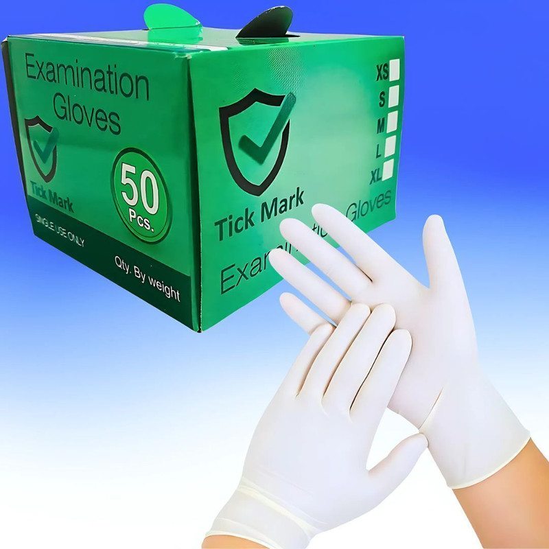 tick mark Premium Latex Surgical Gloves | Powder-Free, High Grip & Medical Use Latex Examination Gloves(Pack of 50)