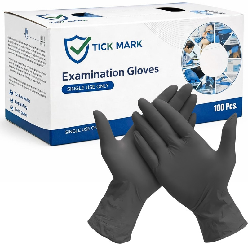 7SHIELD Black Nitrile Gloves Powder Free & Medical Grade Disposable Hand Gloves Nitrile Examination Gloves(Pack of 100)