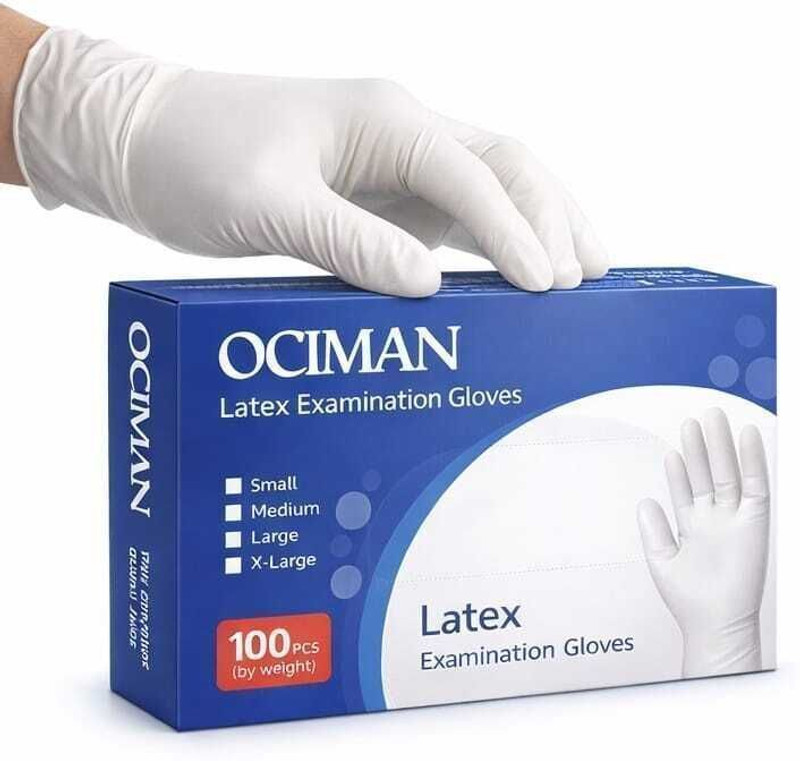ociman LTX -01 Latex Examination Gloves(Pack of 100)