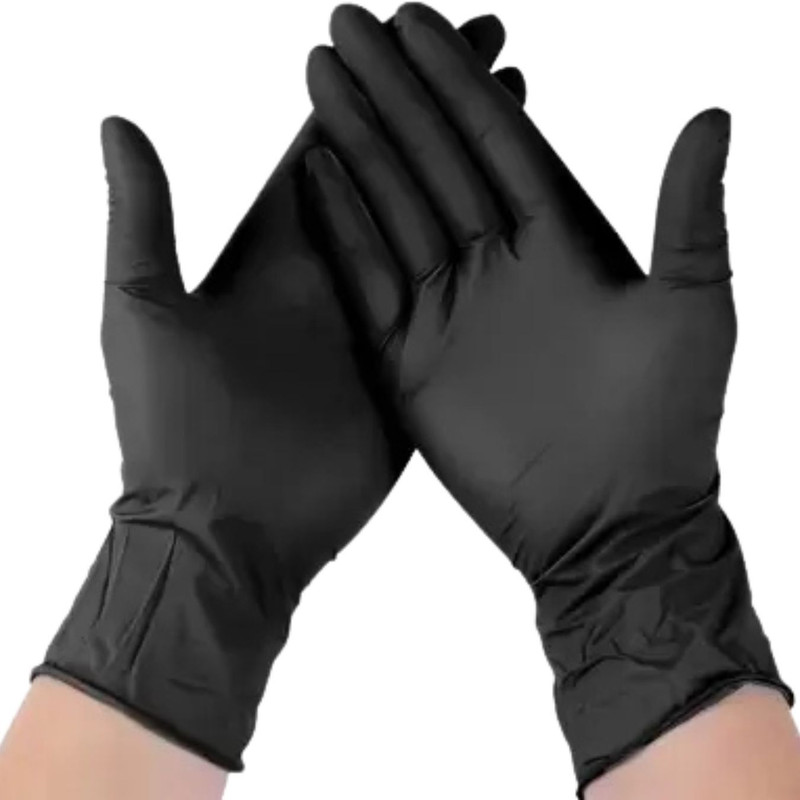 7SHIELD Black Disposable Nitrile Gloves – Industrial, Medical & Tattoo Nitrile Examination Gloves(Pack of 50)