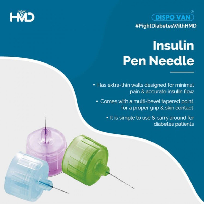 DISPOVAN Insulin Pen Needle Universal Fit ( Pack of 5=25 pcs) Medical Needle(Yellow)
