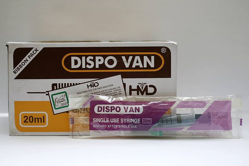 Lisamed Dispovan Syringe with needle 20ml, Single use, Sterile 25 Pcs Medical Needle(Purple)