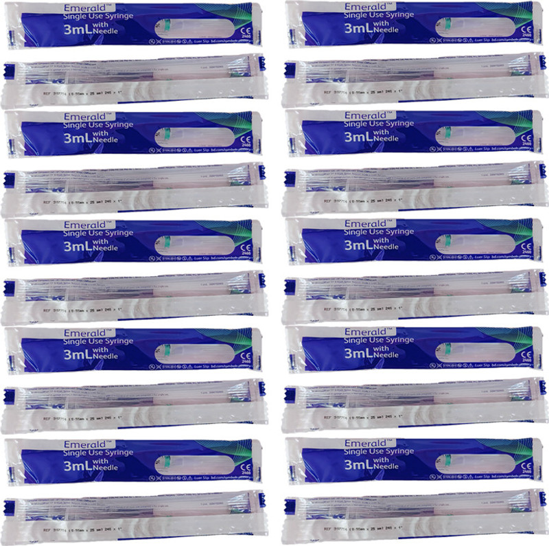 Lisamed BD Emerald Single Use Syringe with Needle 3ml (50 Pcs) Medical Needle(Blue)