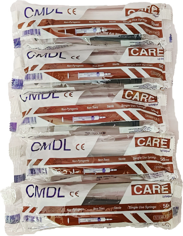 CARE Syringe with needle 5ml, Single use, Sterile 50Pcs Medical Needle(Brown)