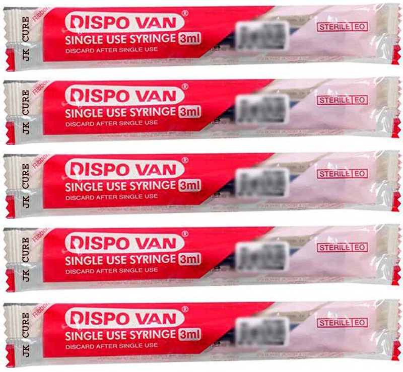 JK CURE Dispovan 3 ML Syringe with Medical Needle ( Pack of 50/25 Pcs ) Medical Needle(Mullti Color)