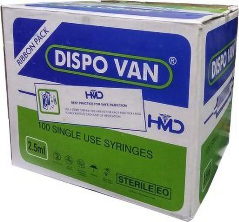 DISPOVAN 2.5 ml Syringe (Pack of 100 pcs) Medical Needle(White)
