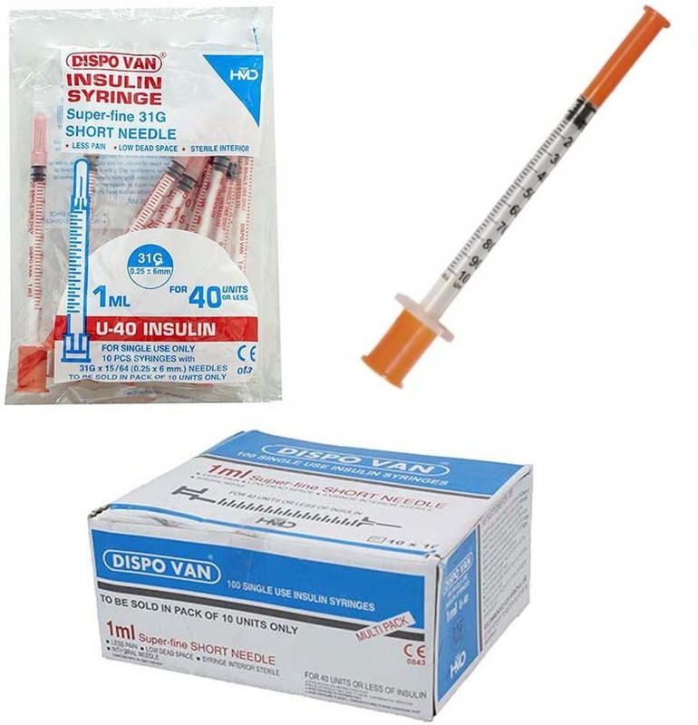 JK CURE Insulin Syringe 1ml Hindustan Medical Syringe With Needle 6mm 31G Xtra-Fine 1ml Medical Needle(Mullti Color)