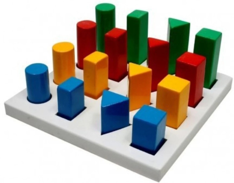 DSB PHYSIO MART Occupational Therapy Peg Board 16 Pegs Multi Shaped With Multicolor (4×4) DSB-34 Medical Reacher & Grabber(Length 24 mm)