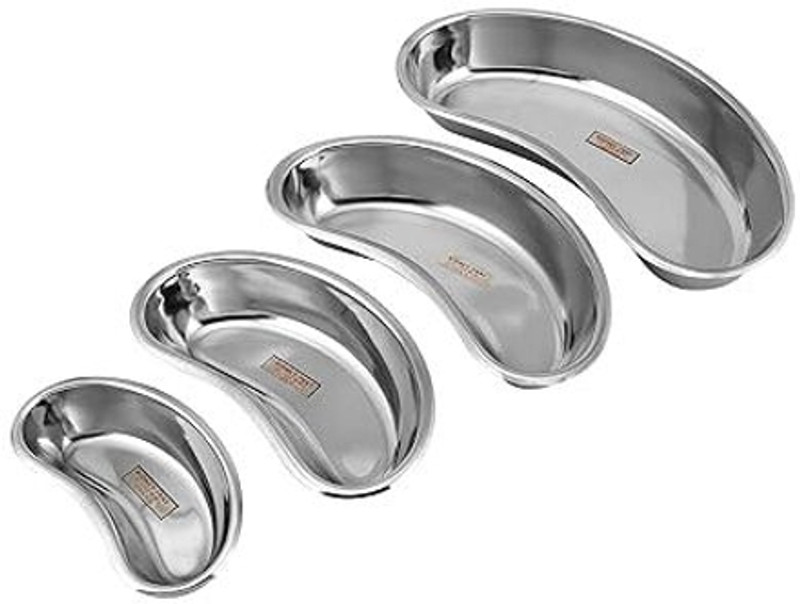 Alexera Reusable Kidney tray 6inch 8inch 10inch 12inch set of 4Stainless Stel Kidny Dish Reusable Medical Tray