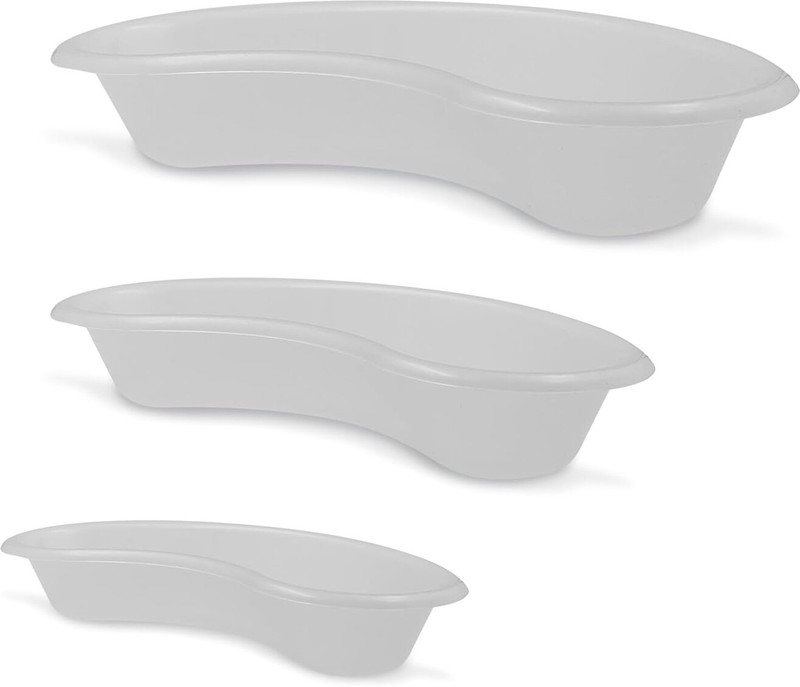OTICA Reusable Plastic Kidney Tray Set of 3 Combo White Medical Use (8x10x12 Inch) Reusable Medical Tray
