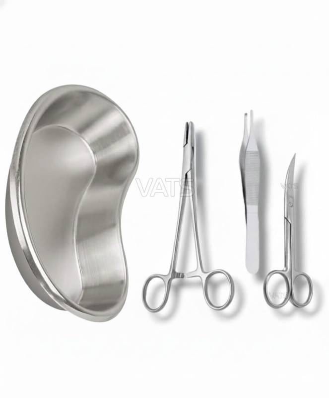 VATS Stainless Steel Surgical Dressing Set with Kidney Tray | Medical Instrument Kit Reusable Medical Tray