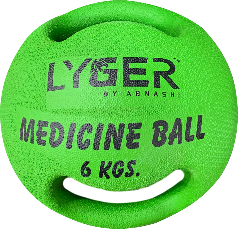 LYGER Dynamic Exercise Weighted Dual Handle Medicine Ball for Core Strengthen- 6Kg Medicine Ball(Weight:  6 kg, Green)