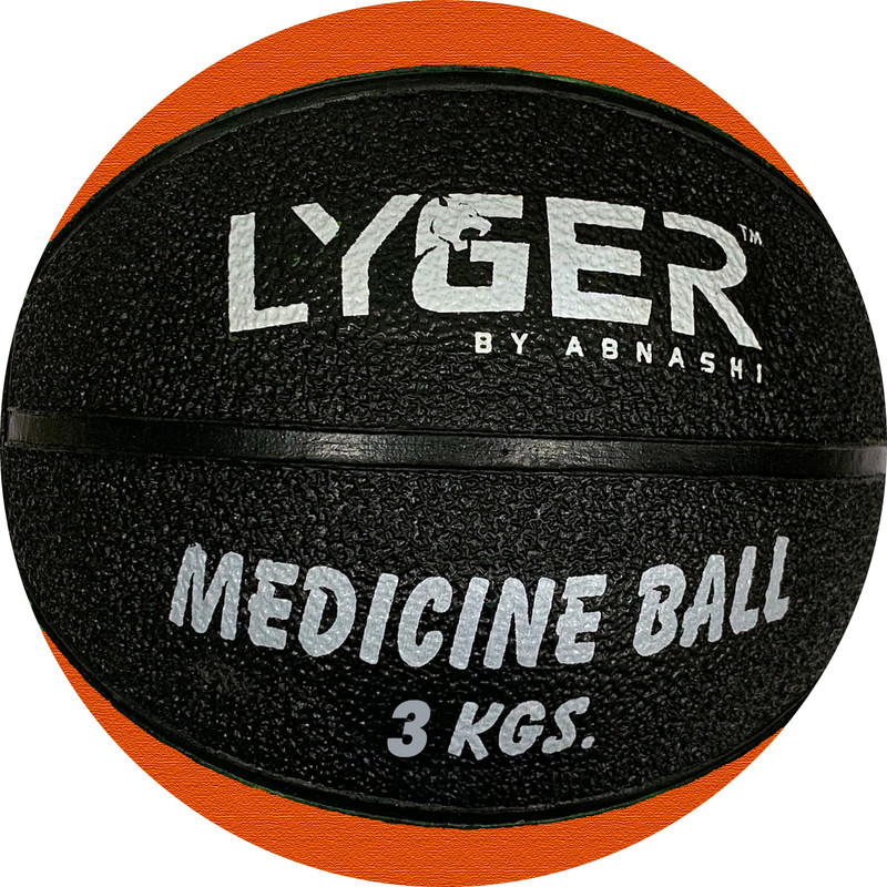 LYGER Sports Exercise Dual Medicine Ball with NoSlip Grip- Weighted Ball for Workout Medicine Ball(Weight:  3 kg, Orange, Black)