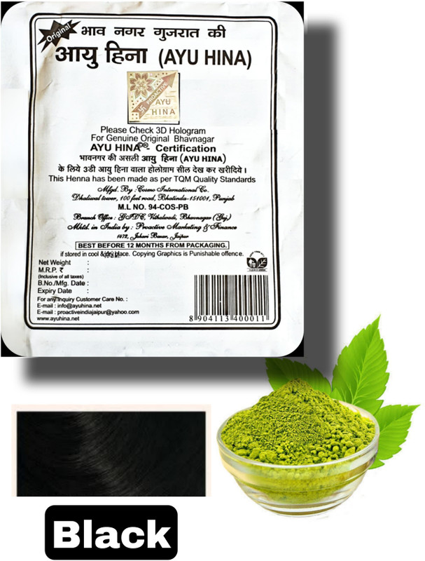 Ayu Hina Henna Organic Black, pack of 8, Bhavnagar Henna Natural Mehendi(Pack of 1)
