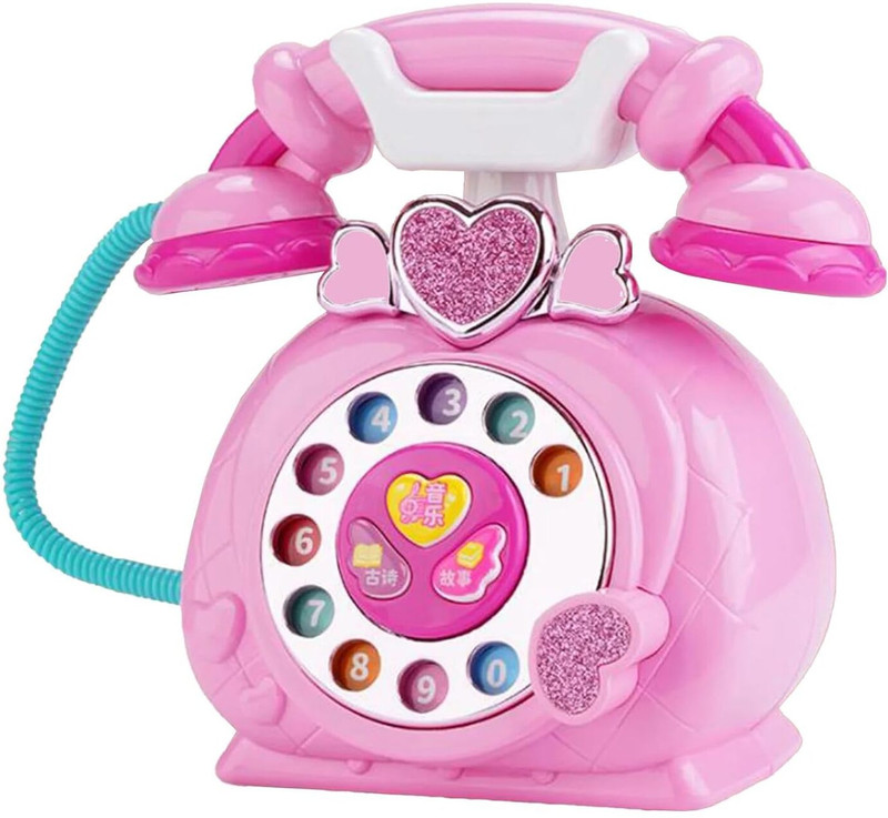 ARNIYAVALA Classic Old Style Musical Landline Telephone With Story & Poetry Sound For Kids(Pink)