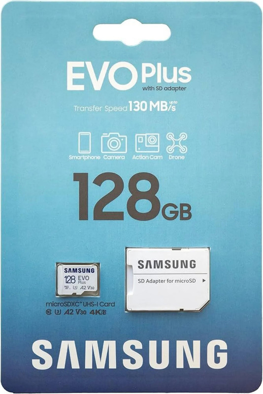 Sumsang Memory Card EVO Plus 128 GB GB EVO Plus 128 GB MicroSDXC Class 10 130 MB/s  Memory Card Compatible with Mobile