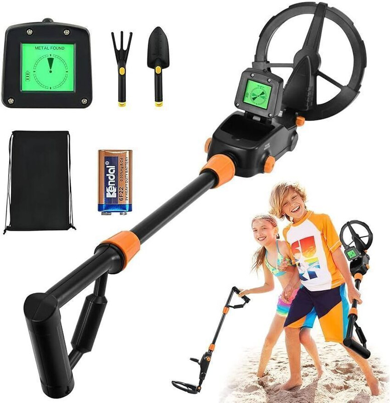 SHOPOGENIX Kids Treasure Hunting Detector with Waterproof Coil, Shovel and Carry Bag Advanced Metal Detector