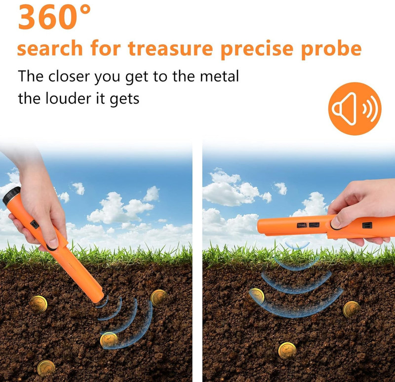PinPointerX Portable Pin Pointer Metal Detector – One-Touch Operation & LED Indicator Advanced Metal Detector