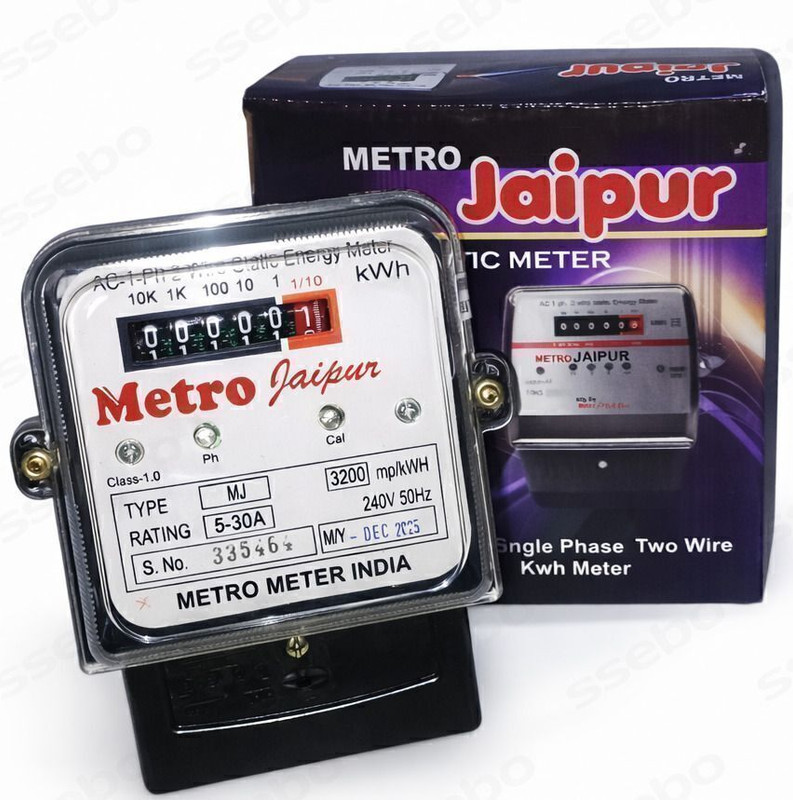 SSEBO Single Phase Energy Meter 5–30A Analog kWh Meter (240V, 50Hz) Metal Electrical Box