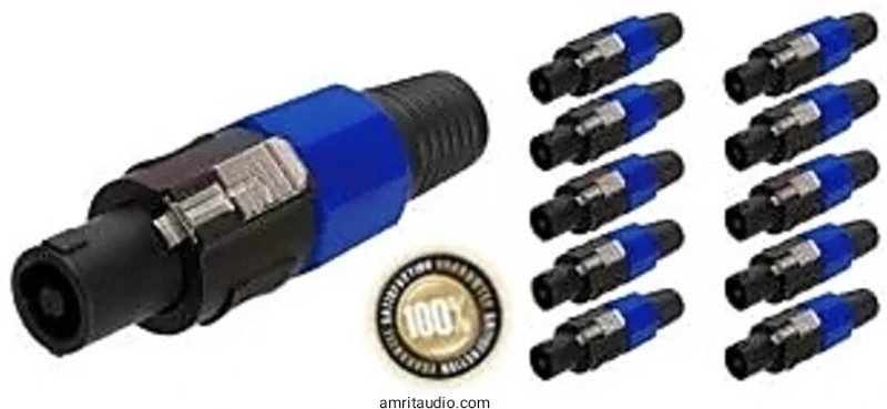 Amrit 10 pc Speakon 4 Pin Connector Male Professional Speaker Audio Cable Plug Pole 10(Multicolor)