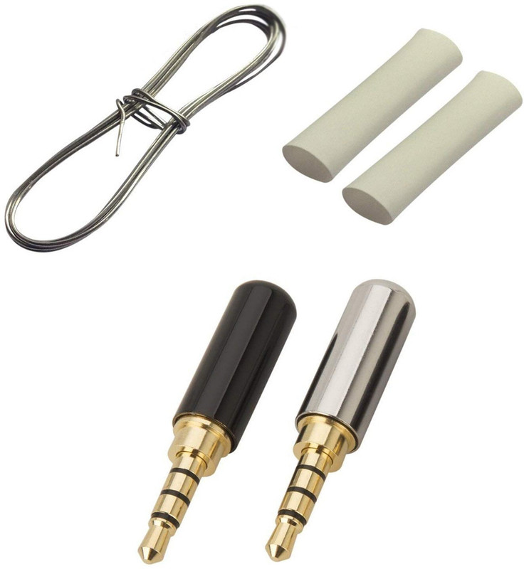 SYMFONIA Copper Gold Plated Stereo 3.5mm 4 Pole Metal Earphones Soldering Jack audio Male plug Headphone Repair authorised Colour Compatible with Mobile, Laptop, Tablet, Mp3, Gaming Device(pack of 2 and Color as per stock) Headphone jack/connector(Multicolor)