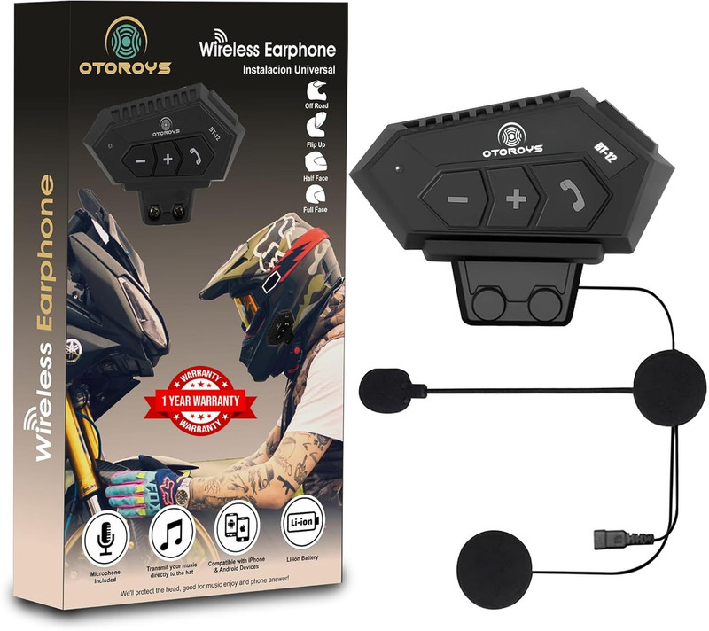 Otoroys Button Helmet Wireless Earphone Helmet Wireless Earphone(Black)