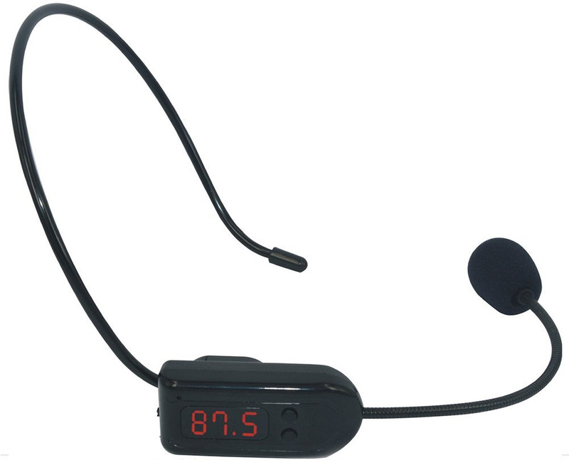 QAWACHH Portable FM Wireless mic for Teaching Tour Guide Sales Promotion Lecture Meeting MIC(Black)