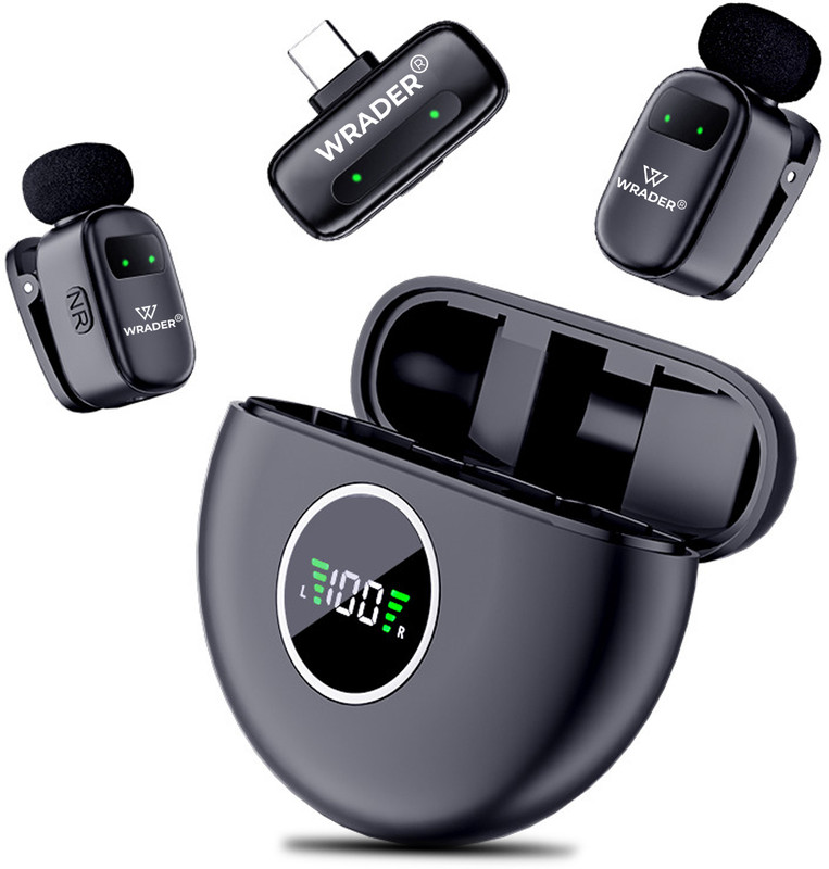MOBIZAC Wireless Collar Mic with Charging Case for Vlogging, Reel, Interviews, Youtube Recording Microphones(Black)